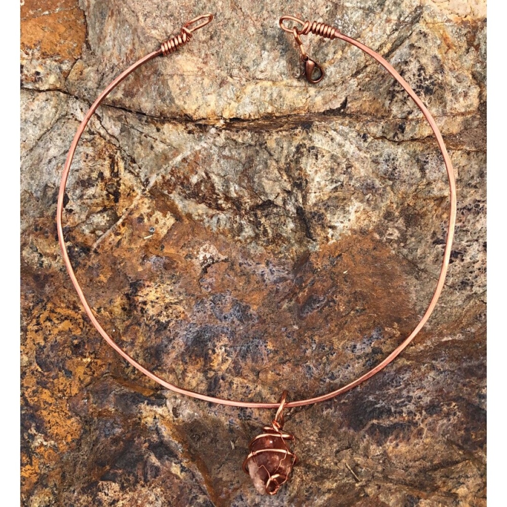 Copper Necklace w/ Hematoid Quartz Pendant